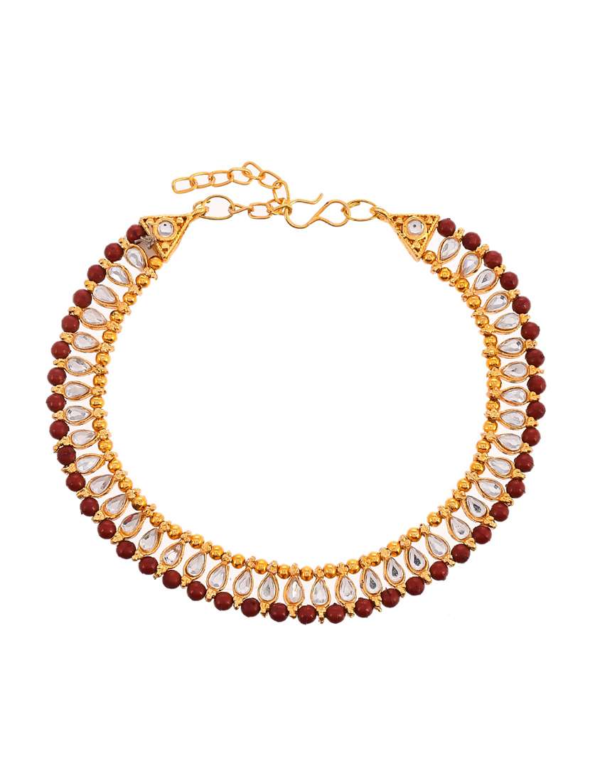 gold plated ethnic kundan payal - 19536454 - Standard Image - 2