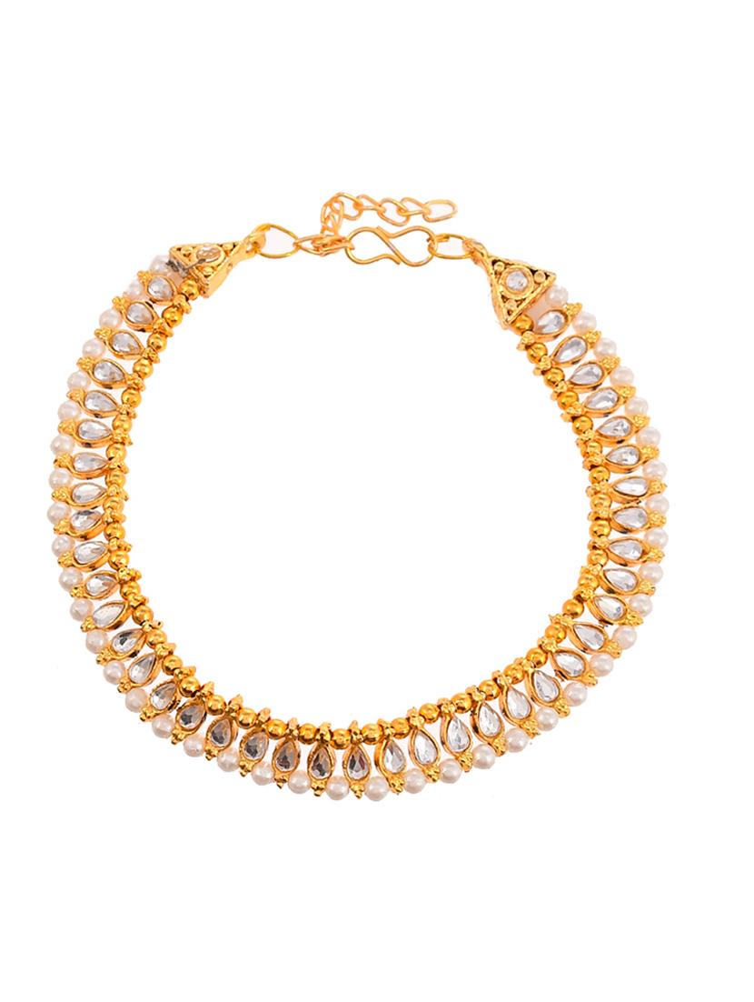 gold plated traditional kundan payal for women - 19536455 - Standard Image - 2