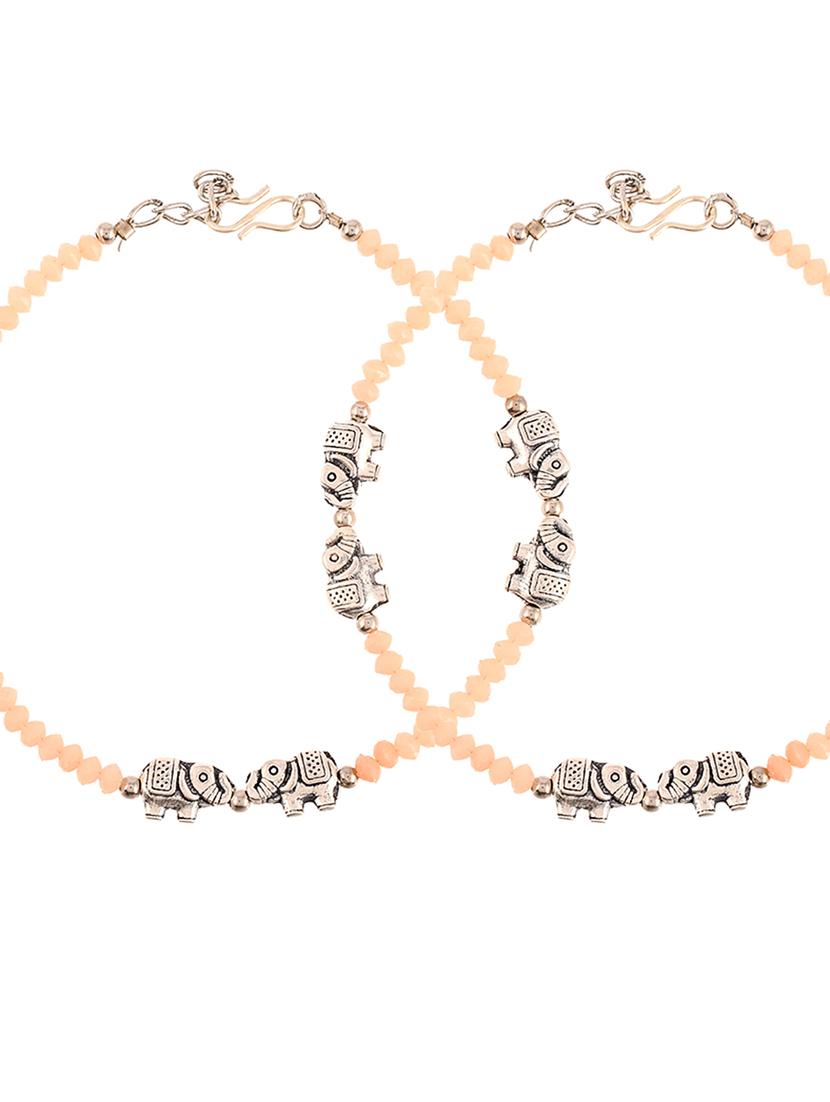 oxidised ankle bracelet with elephant charm - 19536462 - Standard Image - 2