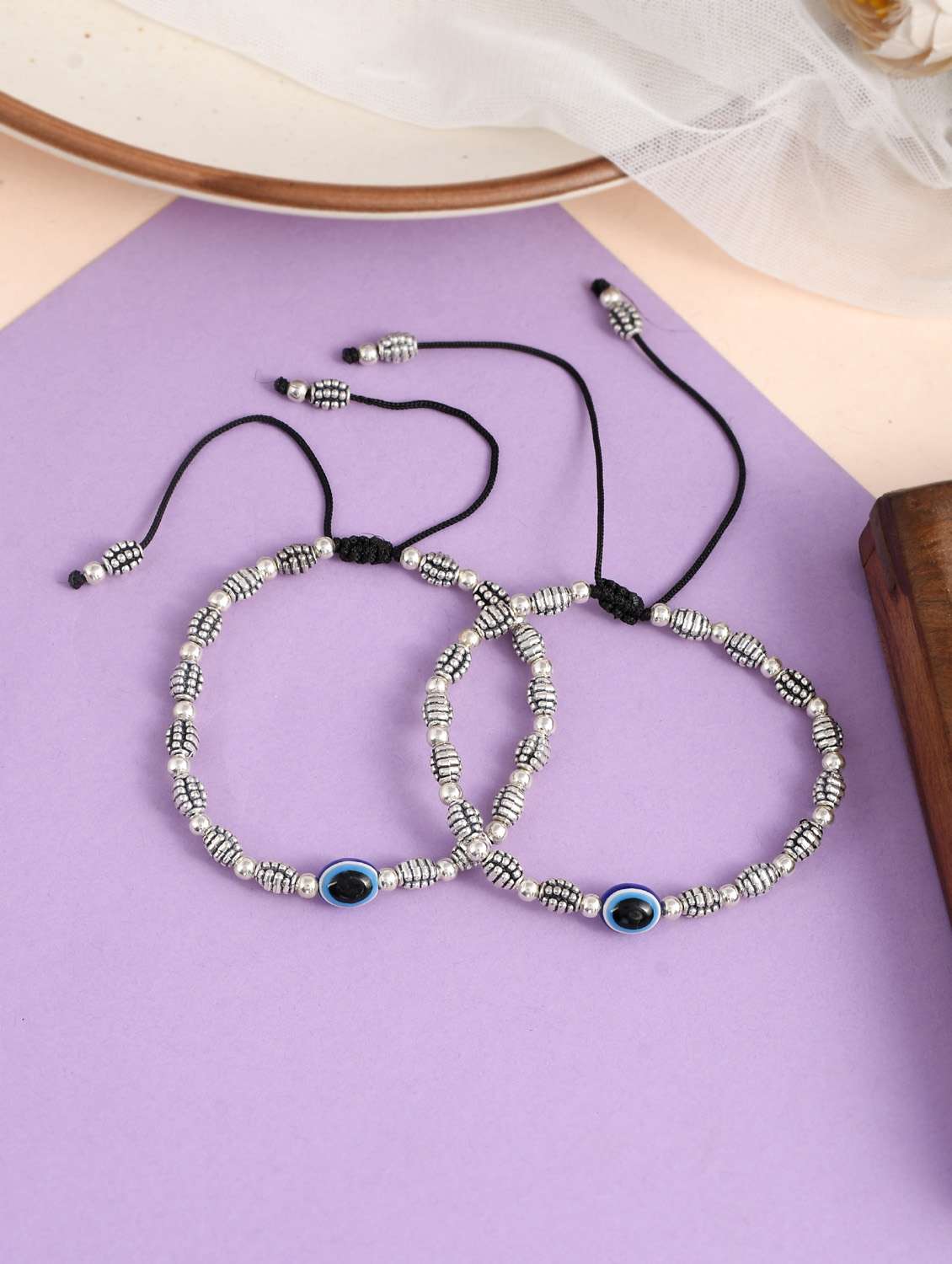 evil eye conch oxidised anklet