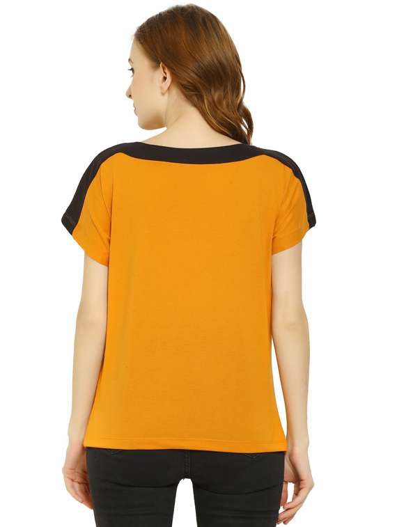 women's color block round neck t-shirt - 19537760 - Standard Image - 2