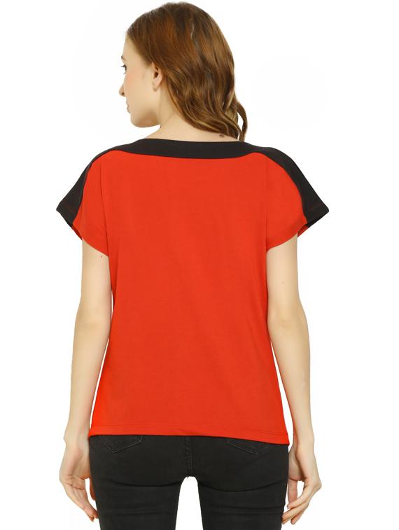 women's color block round neck t-shirt - 19537769 - Standard Image - 2