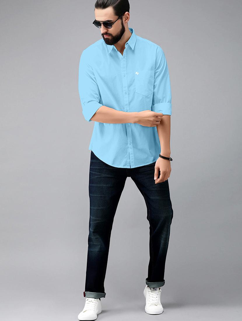 blue cotton casual shirt - 19539552 - Standard Image - 2