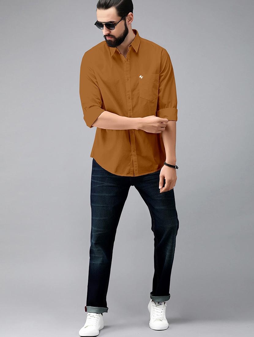 brown cotton casual shirt - 19539559 - Standard Image - 2