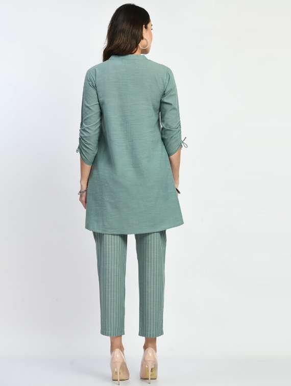 mandarin collar asymmetric kurta - 19554773 -  Standard Image - 2