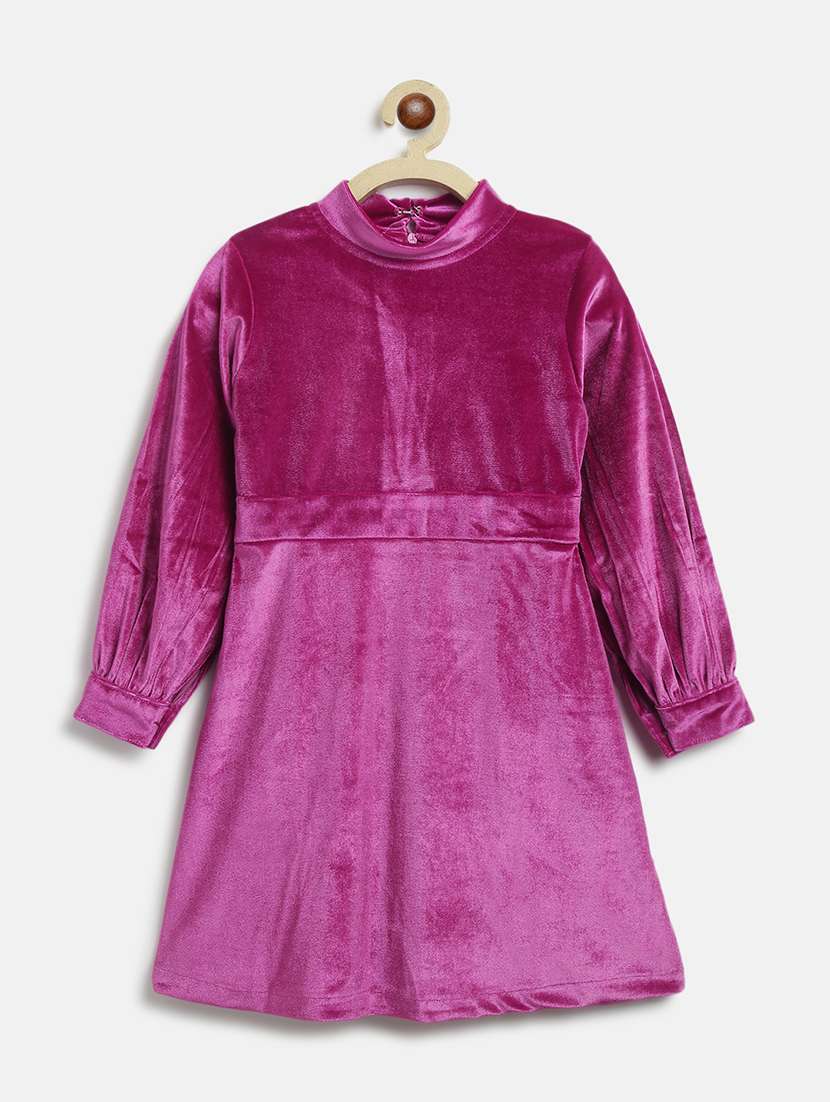 girls mandarin collar long sleeves frock