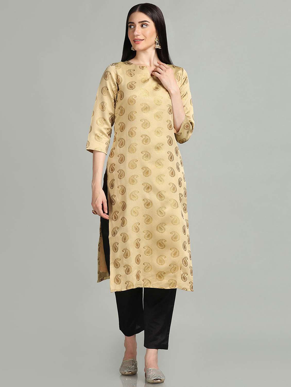 notch neck suit set with dupatta - 19554841 -  Standard Image - 2