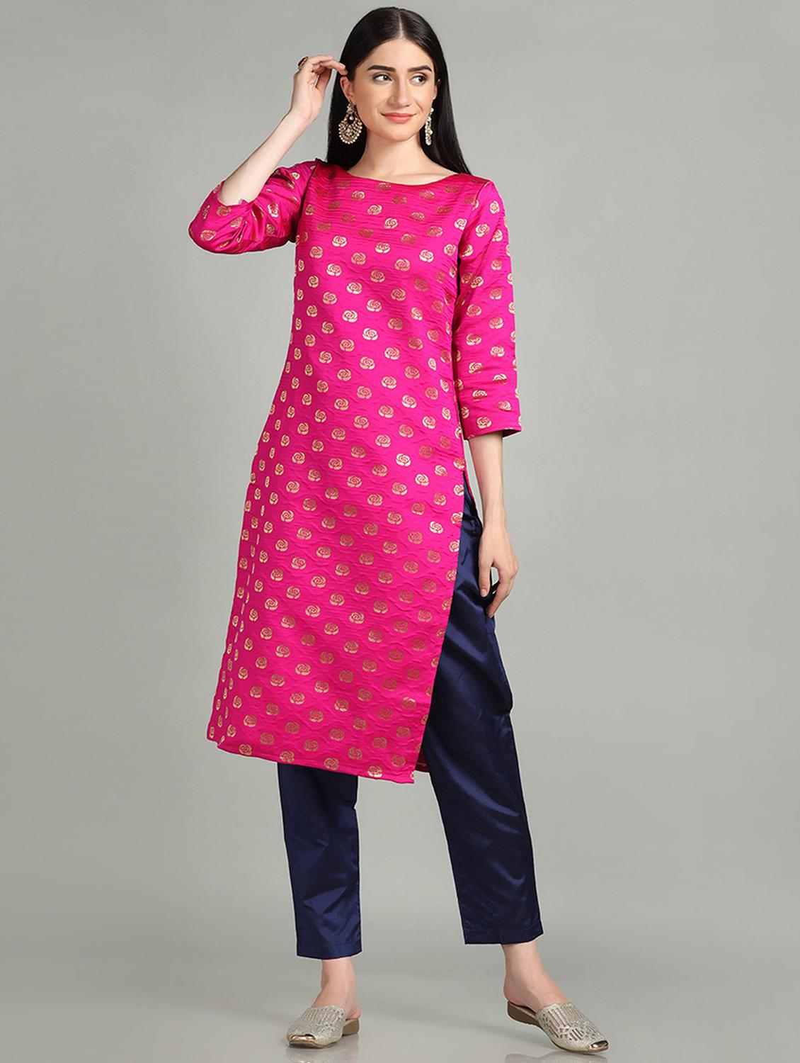round neck kurta pant set - 19554948 - Standard Image - 2