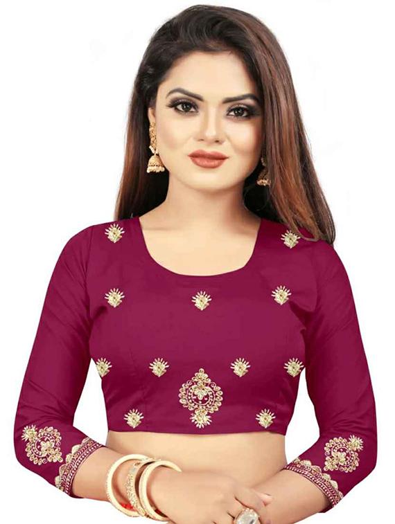purple self design embroidered saree with blouse - 19554984 - Standard Image - 2