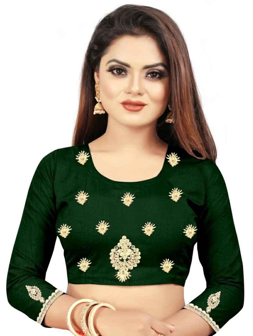 green self design embroidered saree with blouse - 19554985 - Standard Image - 2
