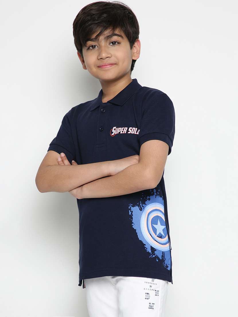boys polo neck front print t-shirt 