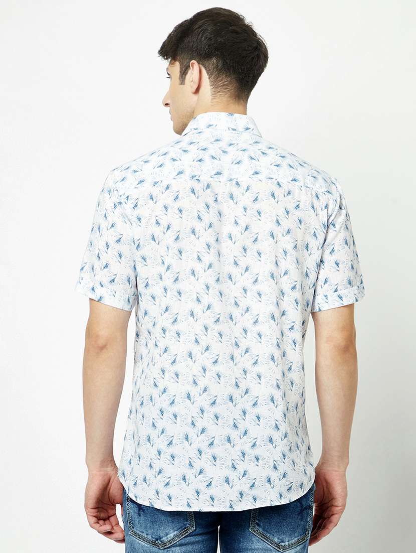 mens leaf print casual shirt - 19555115 - Standard Image - 2