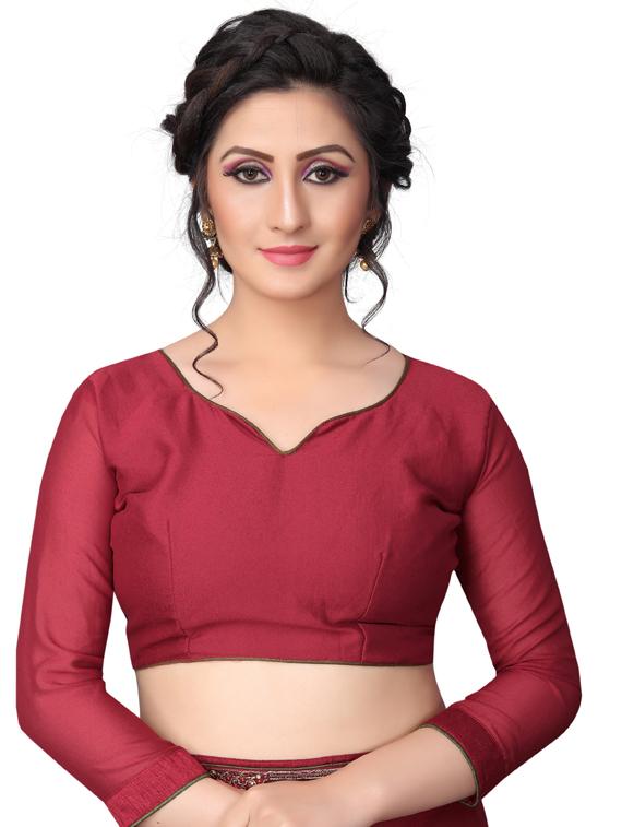 maroon printed saree with blouse - 19555299 - Standard Image - 2