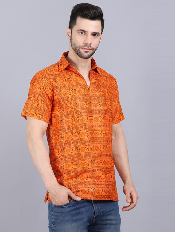 orange printed short kurta - 19564561 - Standard Image - 2