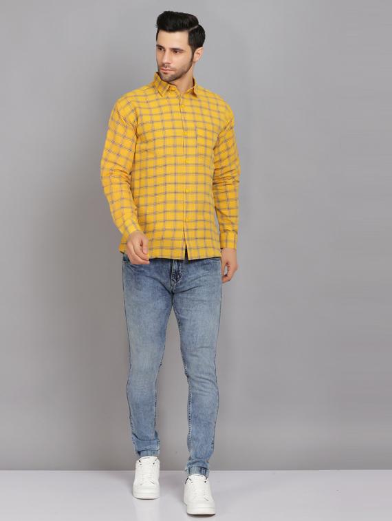 yellow checkered casual shirt - 19564655 - Standard Image - 2