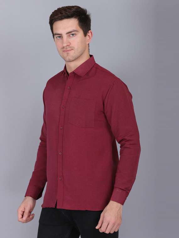maroon cotton casual shirt - 19564677 -  Standard Image - 2