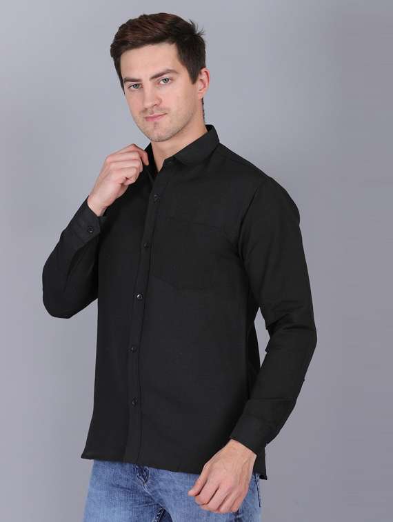 black cotton casual shirt - 19564678 -  Standard Image - 2