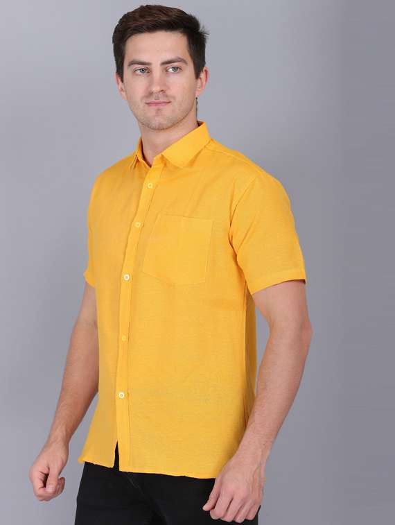 yellow cotton casual shirt - 19564687 - Standard Image - 2