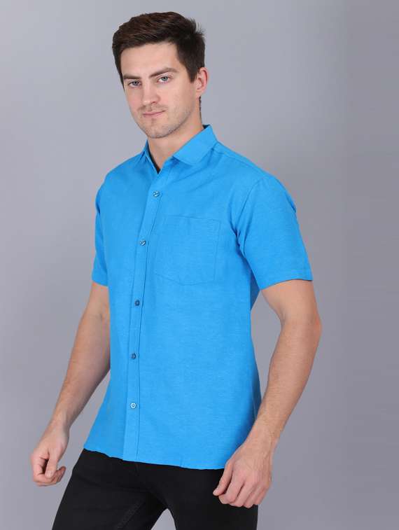 blue cotton casual shirt - 19564688 -  Standard Image - 2