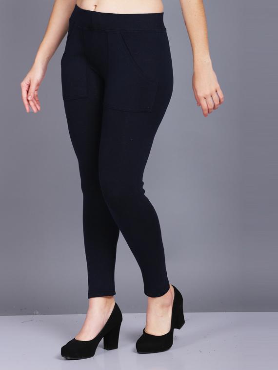 dark blue cotton blend jeggings - 19565884 - Standard Image - 2