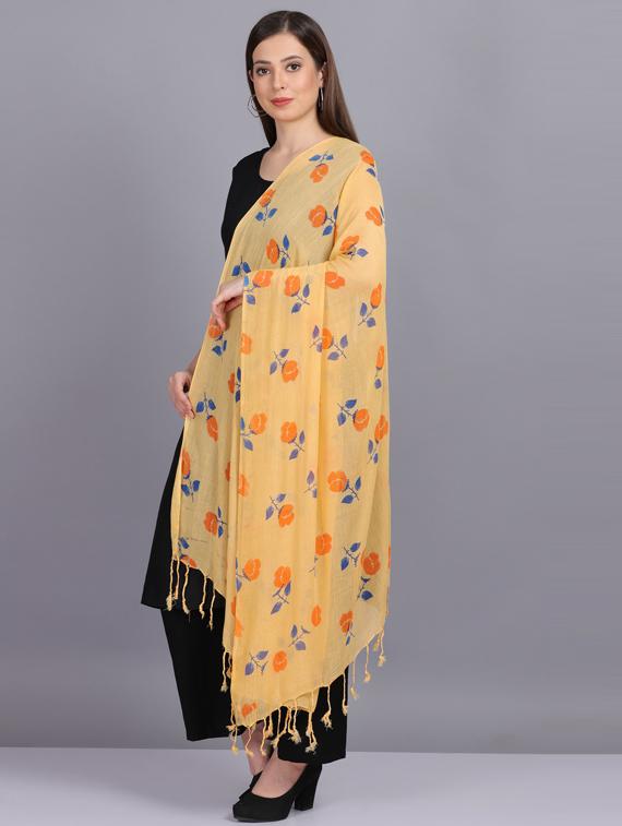 yellow floral printed dupatta - 19565933 - Standard Image - 2
