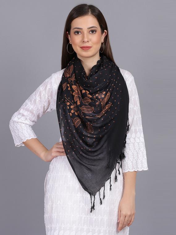 black printed dupatta - 19565937 - Standard Image - 2