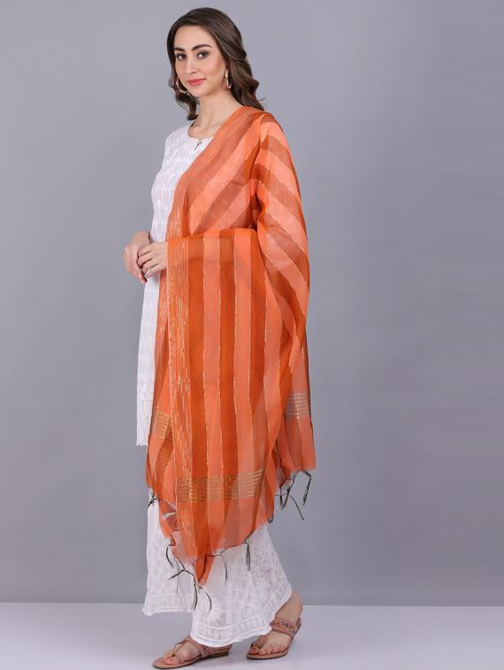 orange printed dupatta - 19565938 - Standard Image - 2