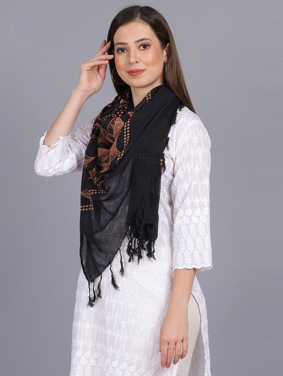 black printed dupatta - 19565942 - Standard Image - 2