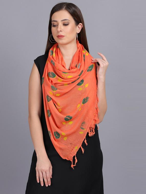 orange floral printed dupatta - 19565949 - Standard Image - 2