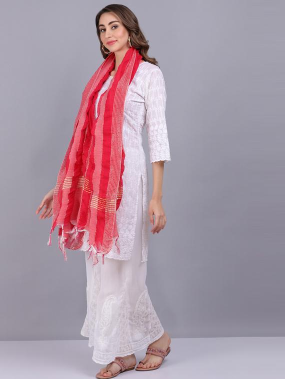 peach stripes dupatta - 19565960 - Standard Image - 2
