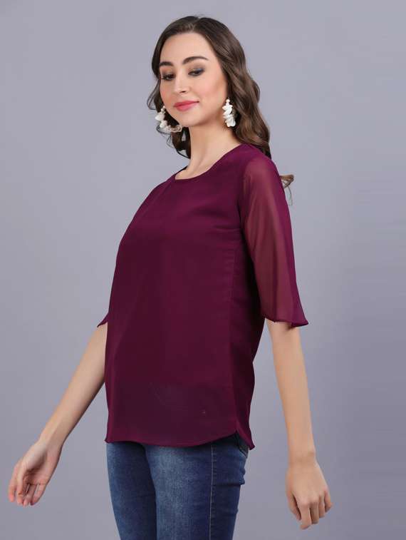 women's straight round neck top - 19566043 -  Standard Image - 2
