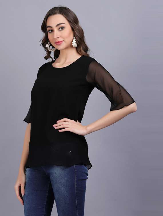 women's straight round neck top - 19566053 -  Standard Image - 2