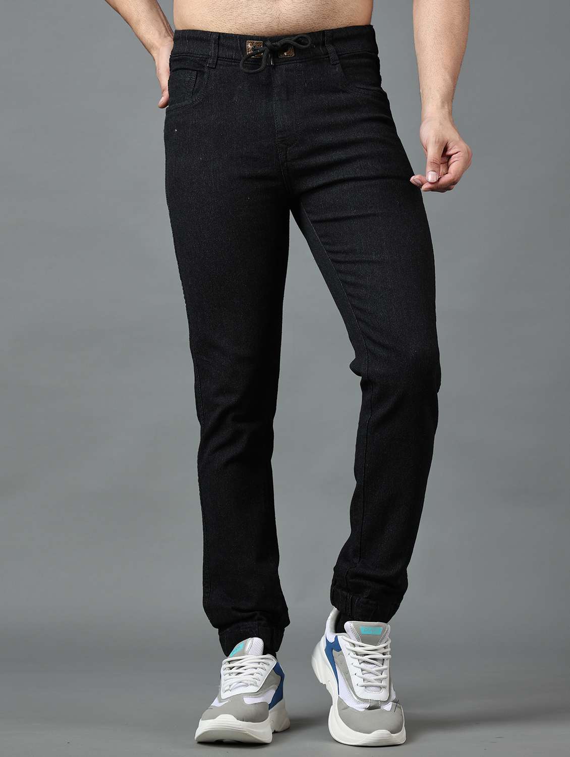 black cotton blend joggers