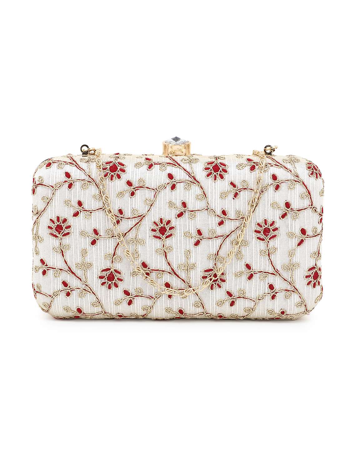 gold faux silk box clutch