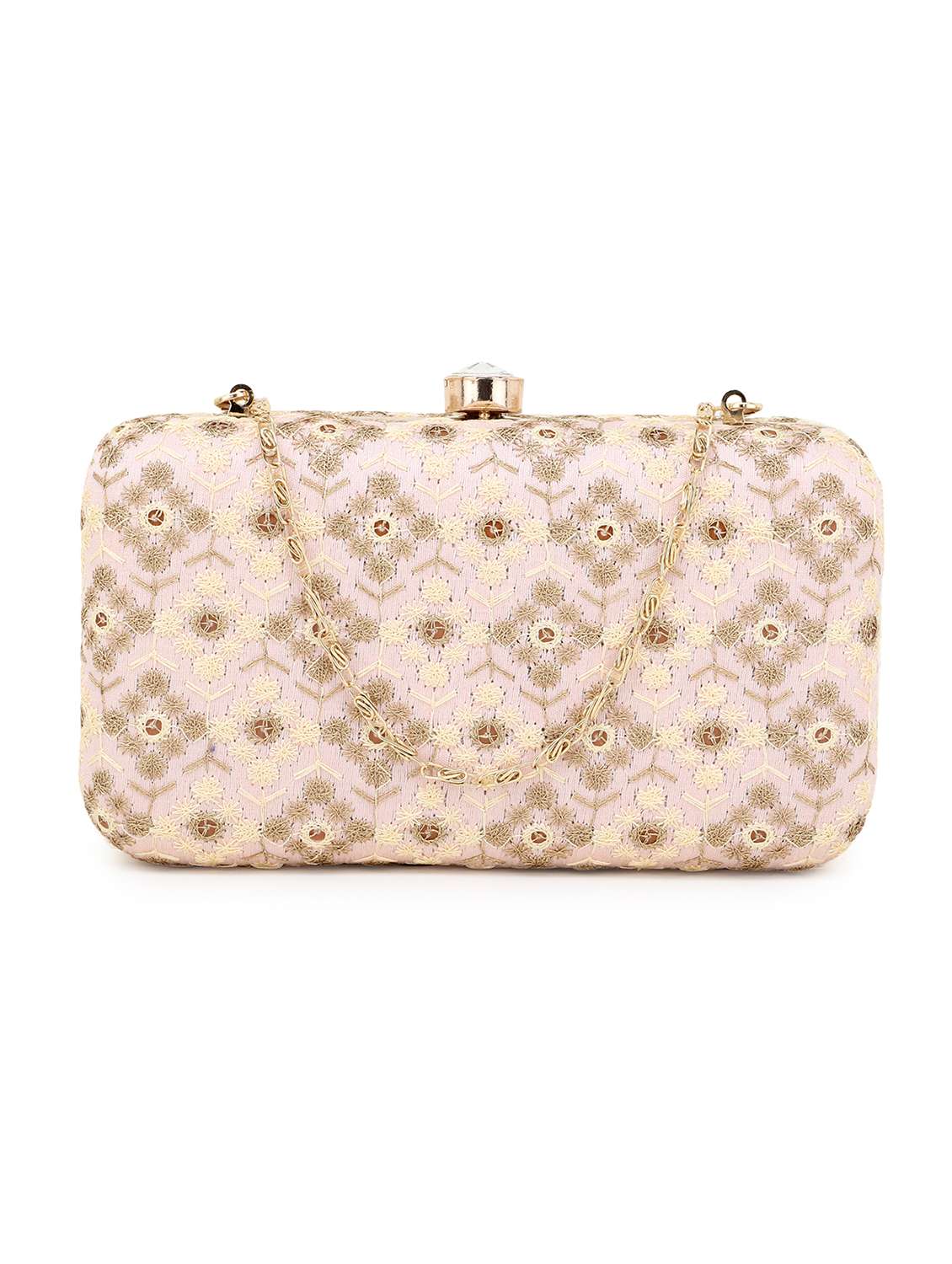 pink faux silk box clutch