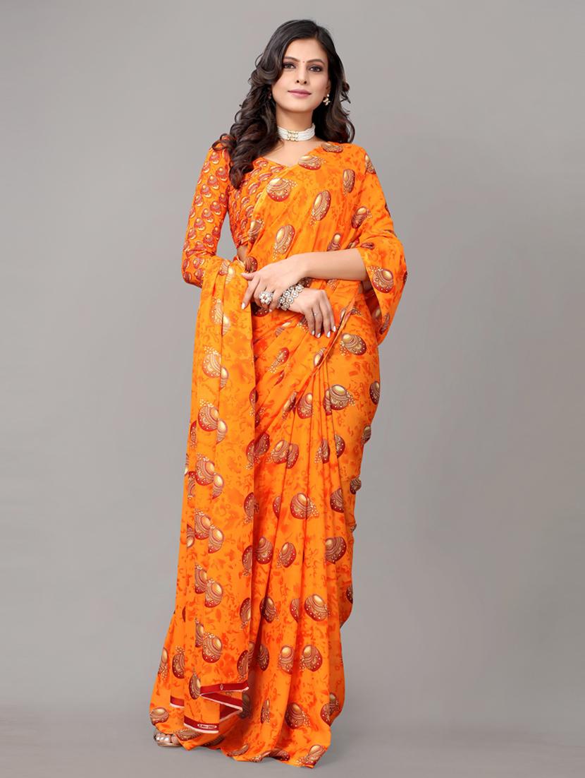 pack of 2 printed sarees with blouse - 19567201 - Standard Image - 2