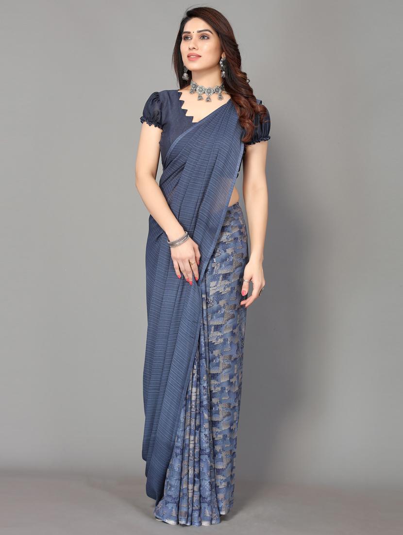 pack of 2 printed sarees with blouse - 19567205 - Standard Image - 2