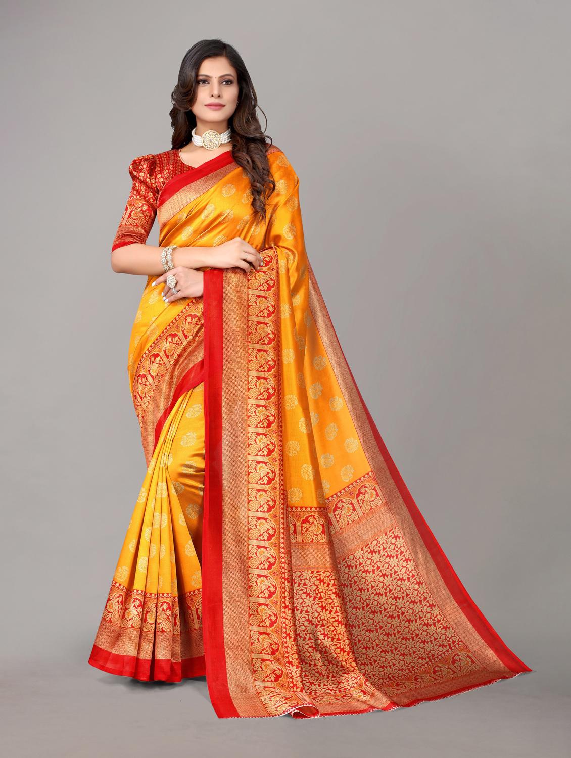 pack of 2 printed sarees with blouse - 19567219 - Standard Image - 2