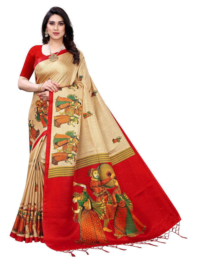 pack of 2 printed sarees with blouse - 19567226 - Standard Image - 2