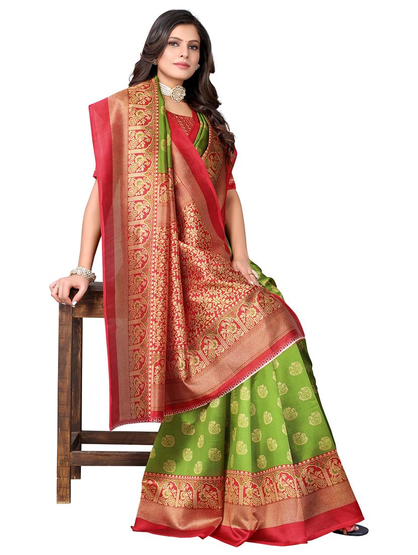 self design woven saree with blouse - 19567249 - Standard Image - 2