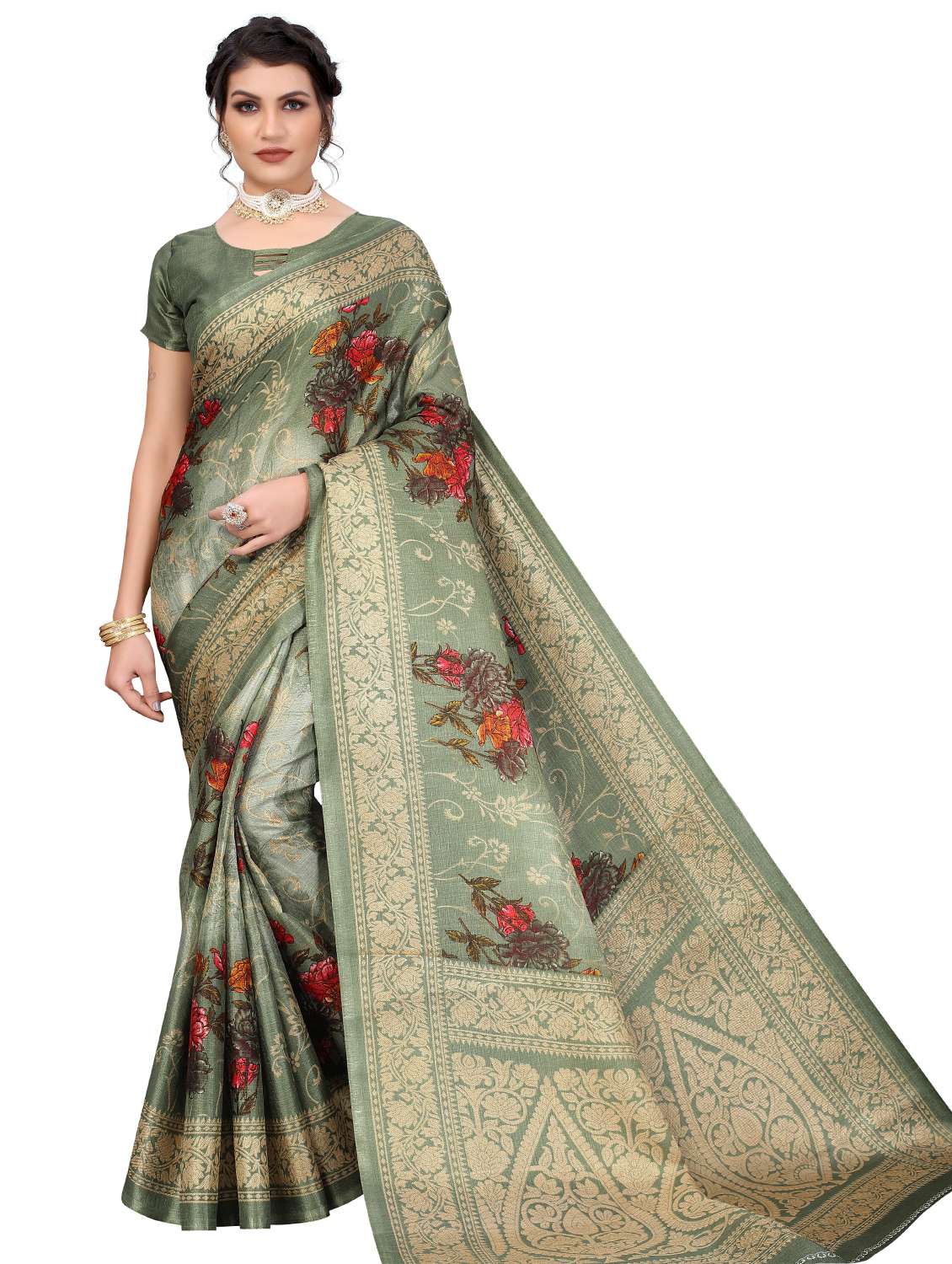 pack of 3 combo saree with blouse - 19567437 -  Standard Image - 2