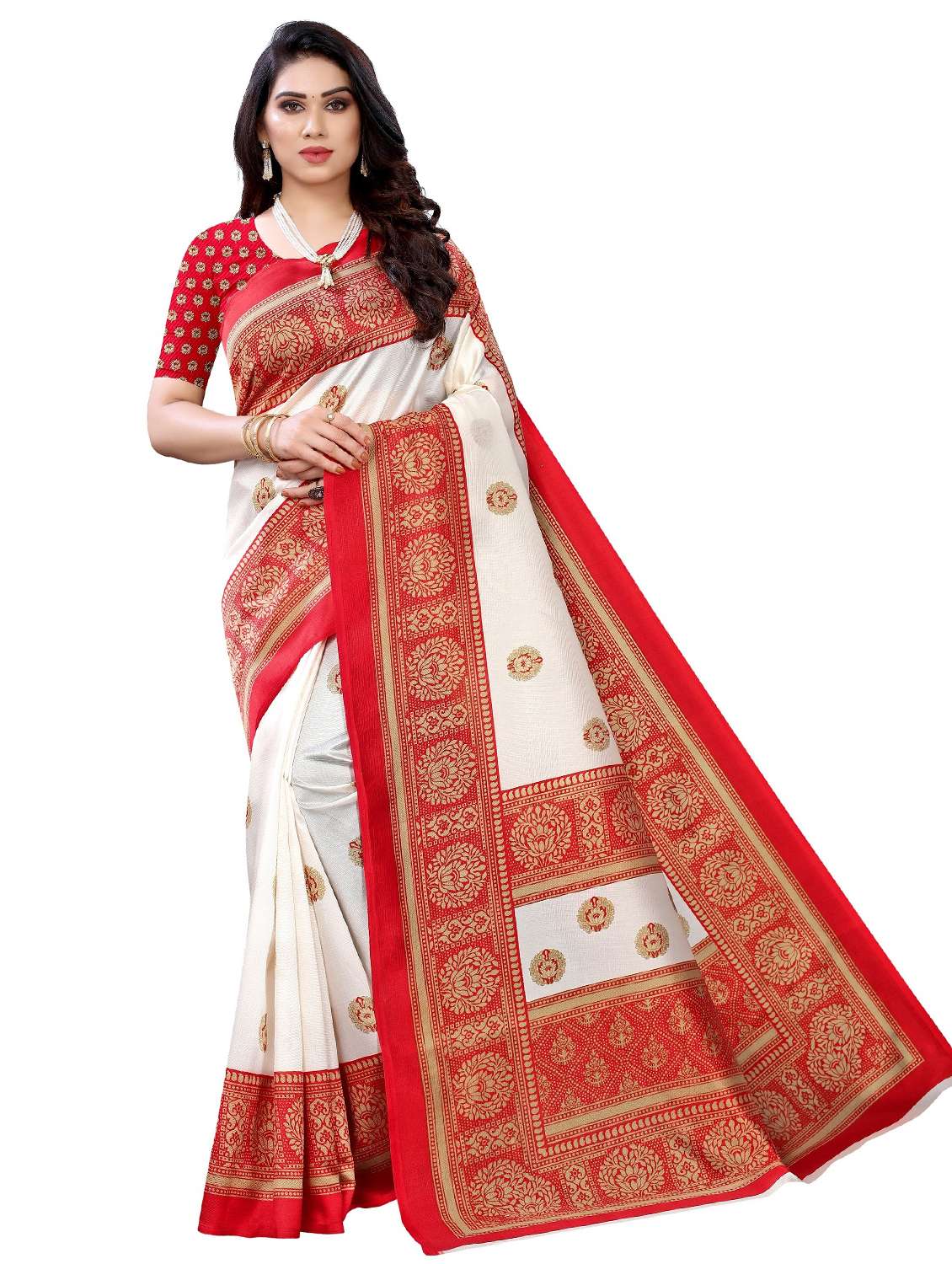 pack of 3 combo saree with blouse - 19567629 -  Standard Image - 2