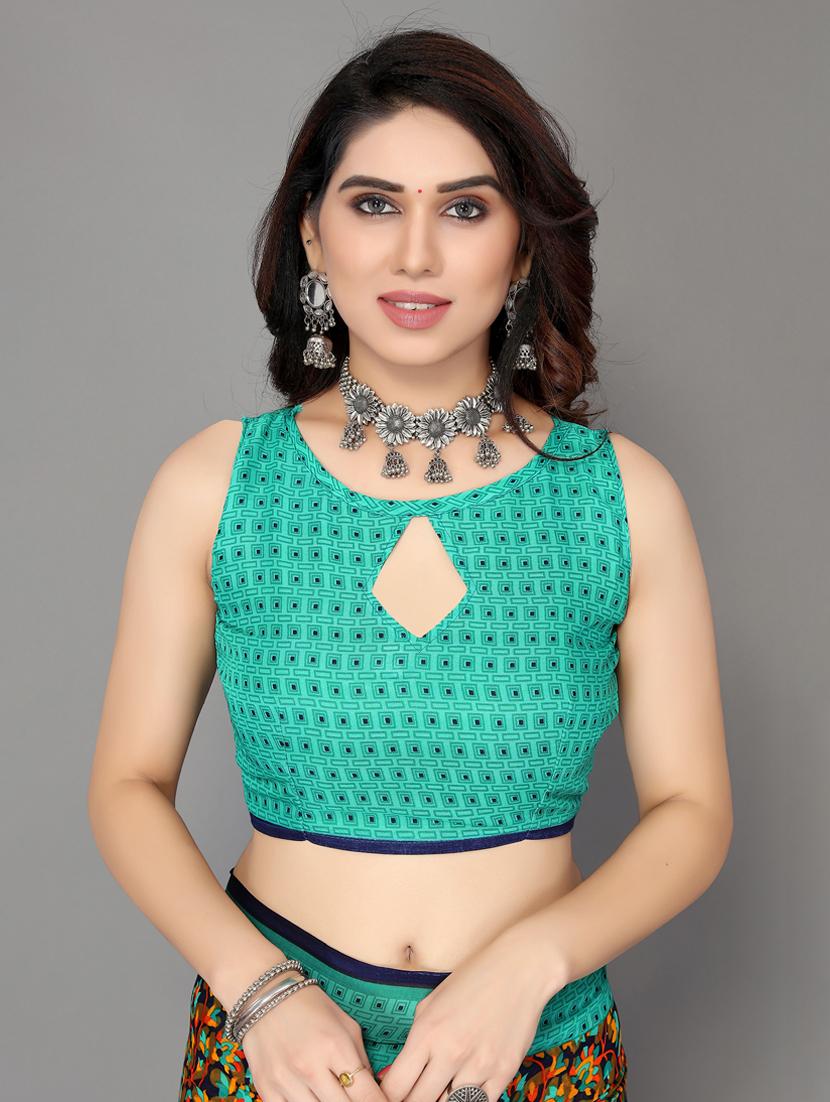 florals printed saree with blouse - 19567852 - Standard Image - 2