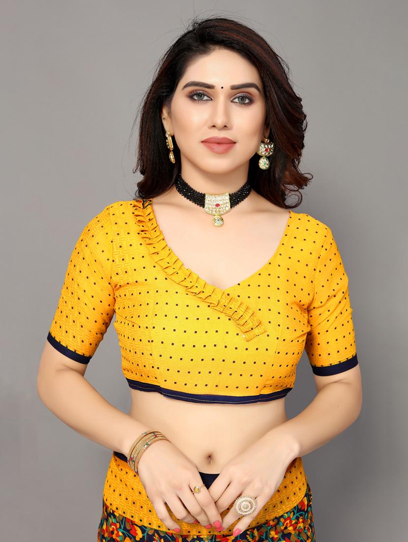 floral printed saree with blouse - 19568101 - Standard Image - 2