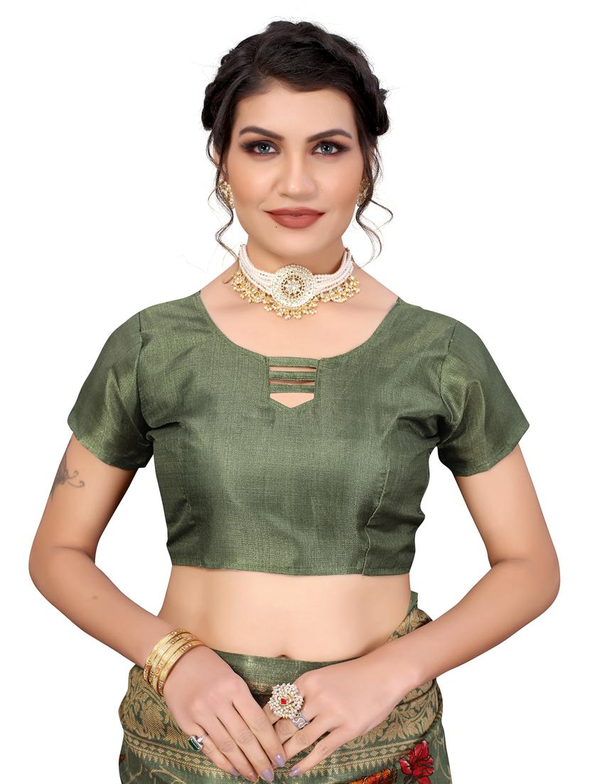 floral print woven saree with blouse - 19568117 - Standard Image - 2