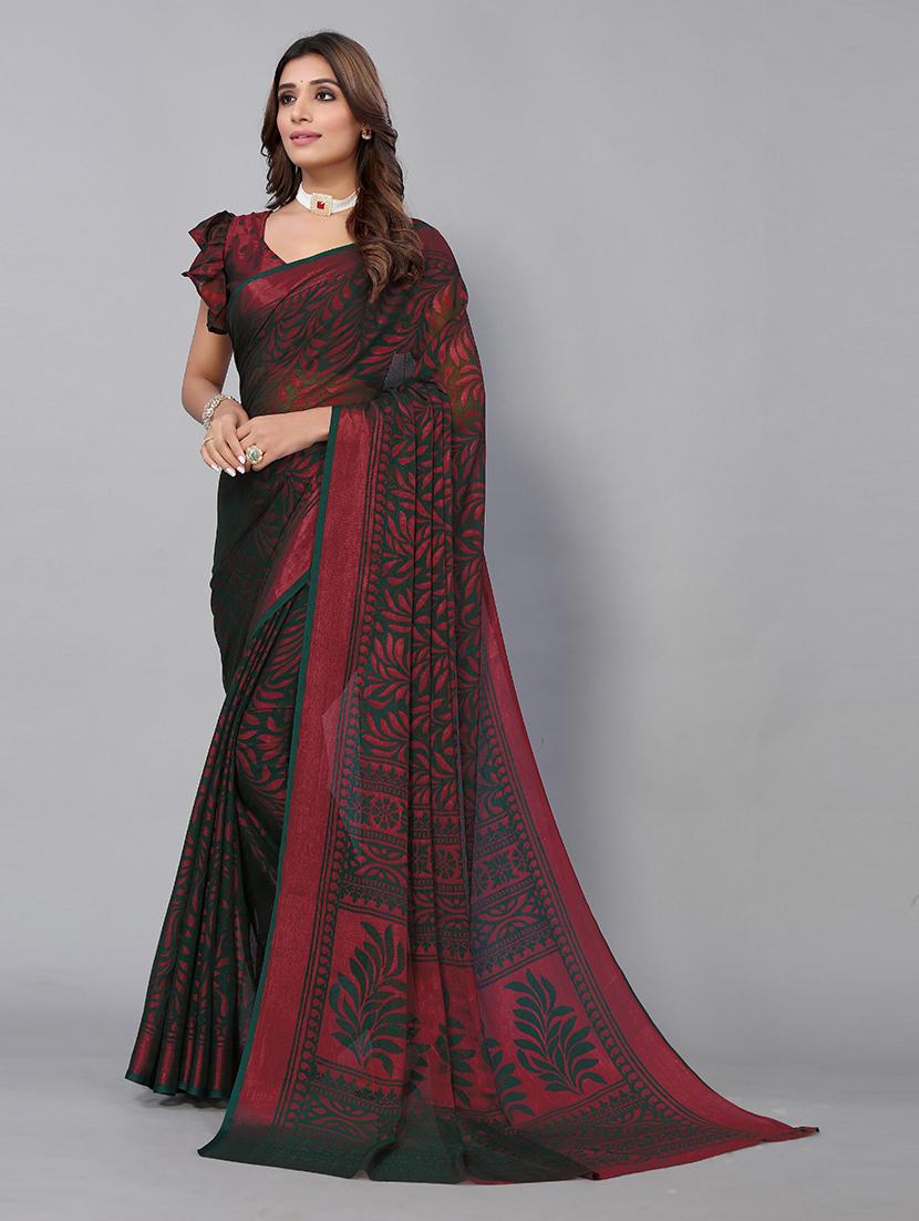 chiffon printed saree with blouse - 19568325 - Standard Image - 2