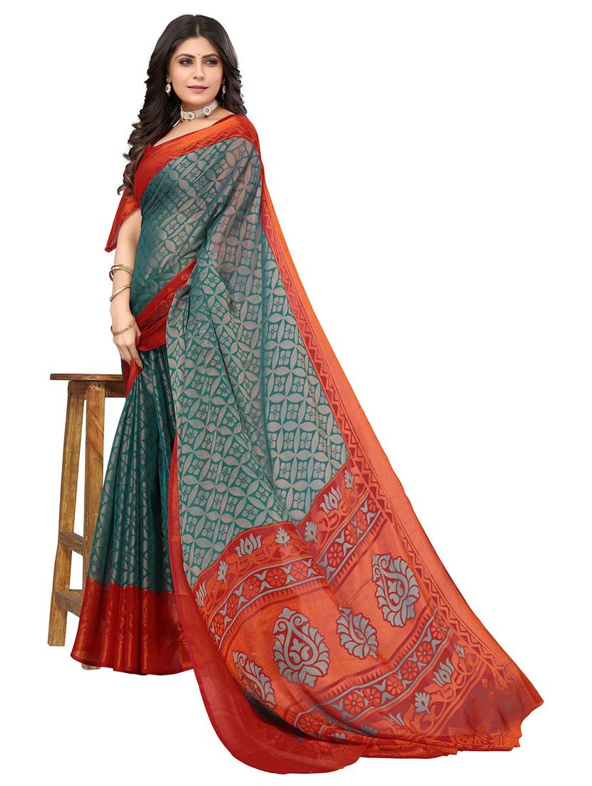 florals printed saree with blouse - 19568334 - Standard Image - 2