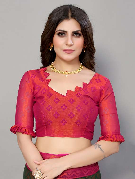 dark green woven  self design saree with blouse  - 19568380 -  Standard Image - 2