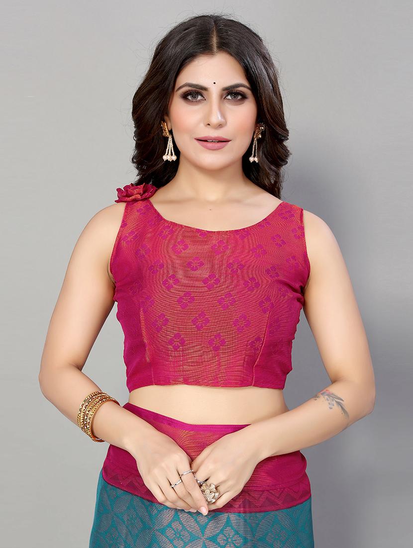 blue woven self design saree with blouse - 19568426 - Standard Image - 2