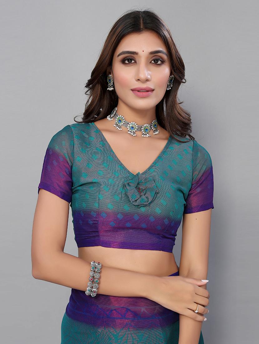 light green self design saree with blouse - 19568435 - Standard Image - 2